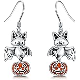 KoyeKei Sterling Silver Halloween Dangle Drop Earrings - Cute Halloween Jewelry Gifts for Daughter