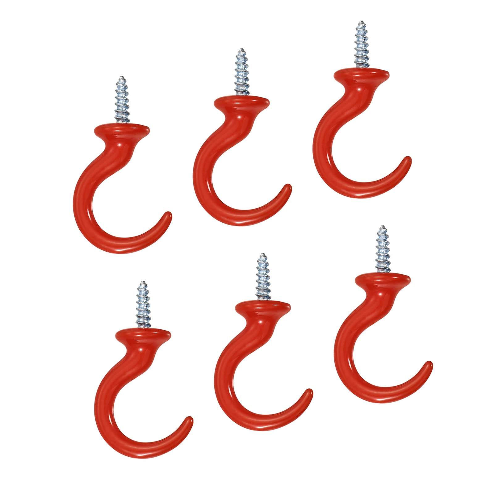 YOKIVE 6 Pcs Ceiling Hanging Hook, Wall Mounted Screw-in Hook Hanging Plants, Great for Office, Home, Daily Use (Red, 1.9x1.1-Inch)