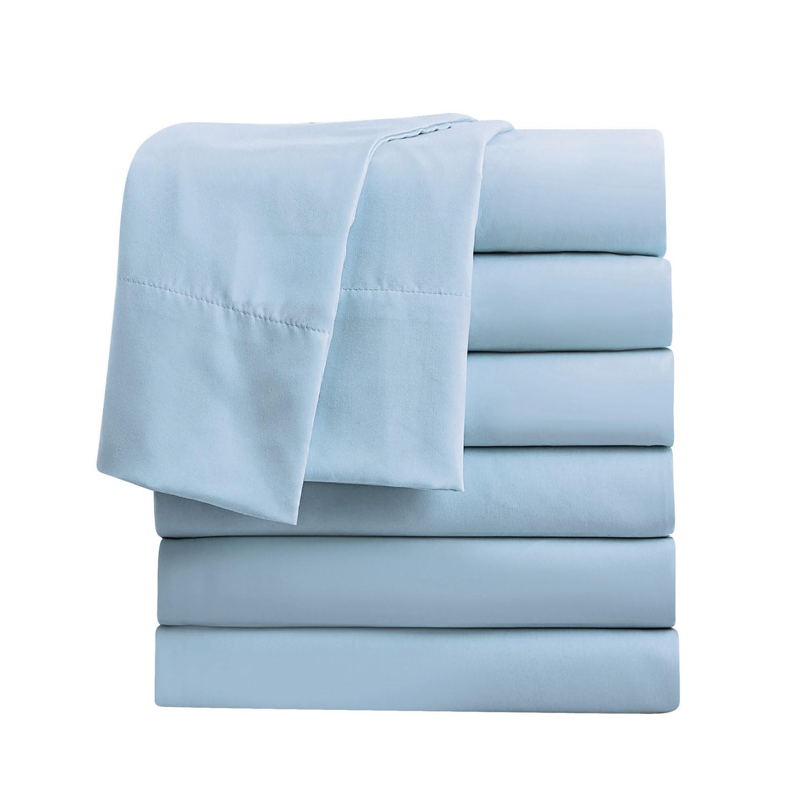 FreshCulture King Flat Sheets Only, Pack of 6, Soft Microfiber Bedding Sheets for Home, Salons, Hotels, Bulk Flat Sheets Only King Size (Light Blue) Image