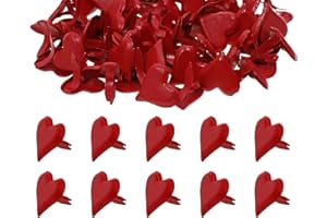 ONLYKXY 60pcs Heart Shape Fancy Brads for Paper Craft,Metal Fasteners Split Pins Small Brads for Photo Cards Home Office School Project Scrapbooking Album Dolls Decoration DIY Art,0.43inch (Red)