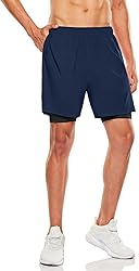 TSLA Men's 2 in 1 Active Running Shorts, Quick Dry