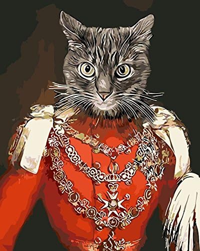 Prime Leader Frameless 16" x 20" Paint by Numbers DIY Painting,Paint by Number Kit dw0033-animal Noble Cat