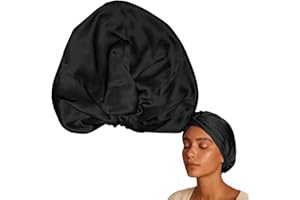 LumeSilk Mulberry Silk Sleep Bonnet for Short & Fine Hair, Double-Layer Pure Silk Night Cap for Women, Soft Turban Hair Wrap 