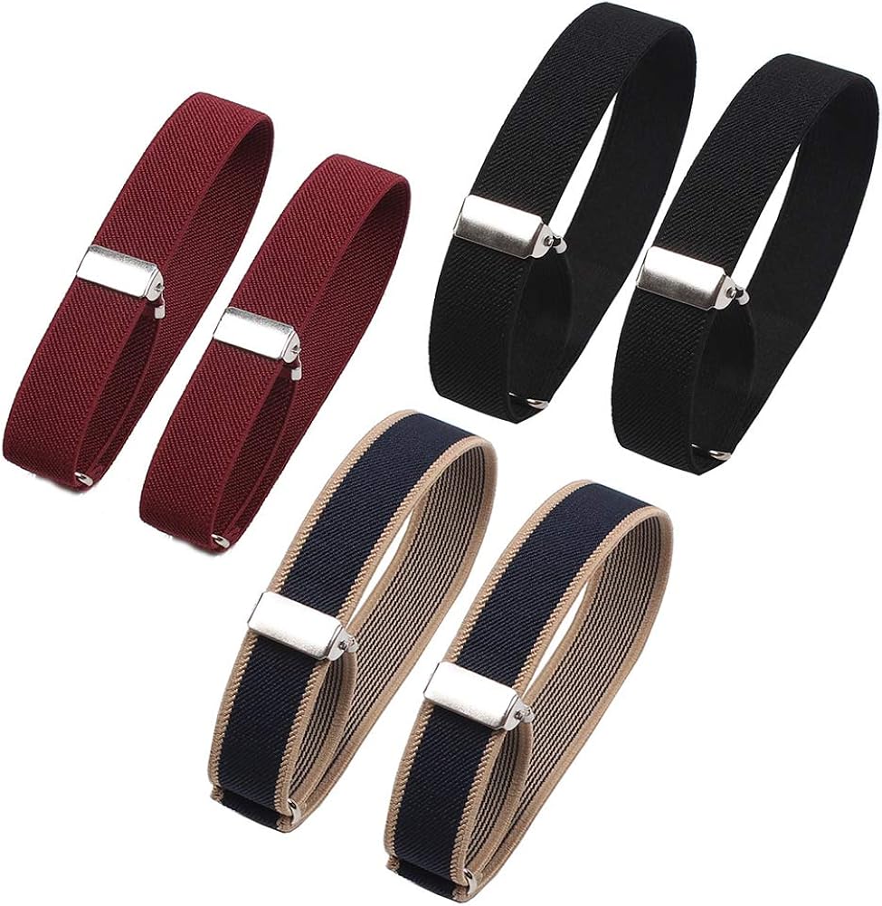 6 Pieces (3 Pairs) Unisex Elastic Adjustable Armbands AntiSlip Shirt