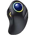 ProtoArc Wireless Bluetooth Trackball Mouse, EM03 Ergonomic RGB Rollerball Mouse Rechargeable Computer Laptop Mouse, 3 Device