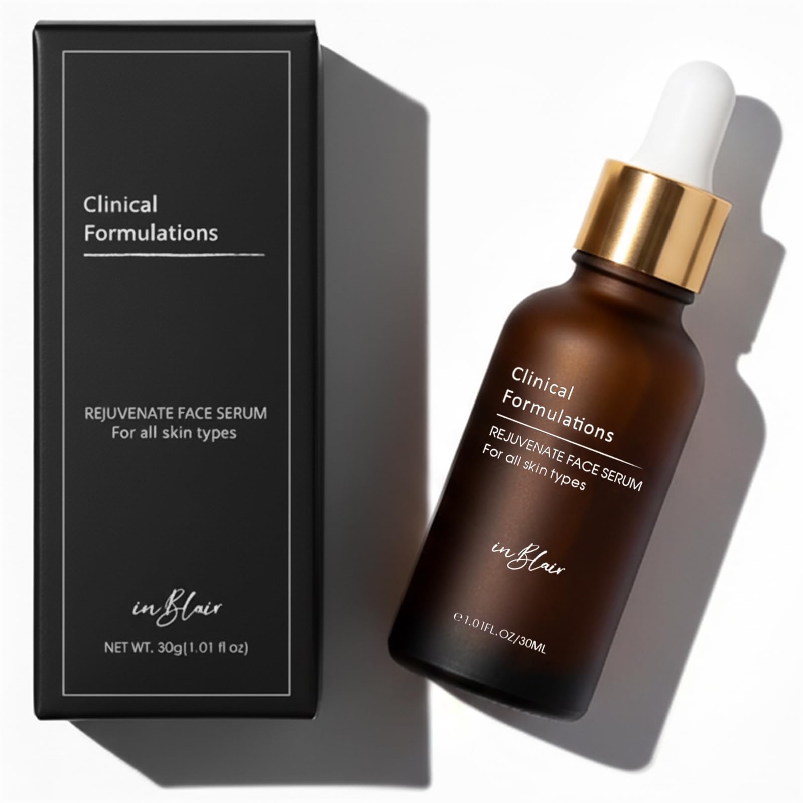 Inblair Rejuvenate Resurfacing Face Serum - Skin Care Serum for Face Wrinkles, Fine Lines, Dark Spots - Multi-Weight Hyaluronic Acid Formula for All Skin Types - 1 fl.oz.