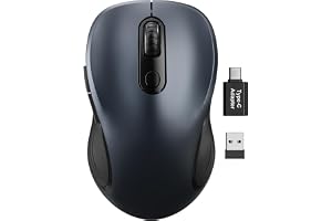 Trueque Wireless Mouse for Laptop, Ergonomic 6-Button Mouse, Space Gray