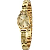 BERNY Gold Watches for Women Dainty Women's Wrist Watch, 3ATM Waterproof Fashion Small Ladies Bracelet Watch, Female Analog Quartz Watch, Full Stainless Steel Sun-ray Dial Luxury Birthday Present