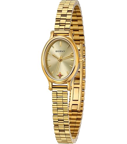 Amazon.com: BERNY Vintage Gold Watch for Women, Small Oval 