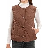 Amazhiyu Women's Lightweight Quilted Puffer Vest Sleeveless Button Padded Gilet