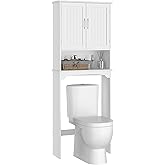 Yaheetech Over The Toilet Cabinet with Inner Adjustable Shelf, Double Door Bathroom Storage Organizer, Taller Wooden Free Sta