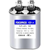 [UL Recognized] 5 uF MFD Capacitor &plusmn;6%, 370/440 VAC CBB65 Round Run Capacitor, Single Run Capacitor Replacement for AC Fan Motor, Condenser, Air Conditioner, Heat Pump HVAC System