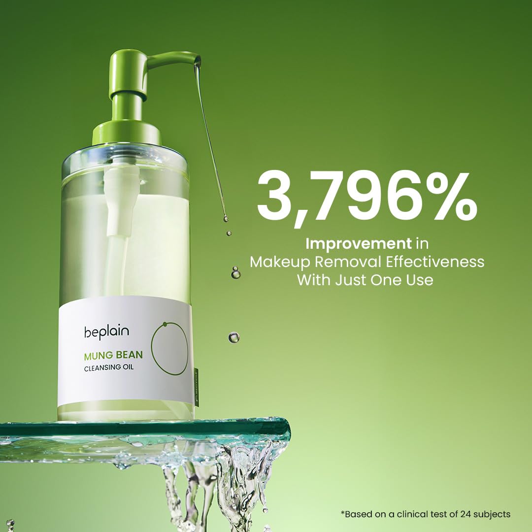 beplain Mung Bean Cleansing Oil(6.76fl.oz/200ml)| Fragrance-Free | Non-Comedogenic Tested| Makeup Blackhead Remover & Deep Pore Cleanser| Suitable for Sensitive Skin| Double Cleansing Korean Skincare