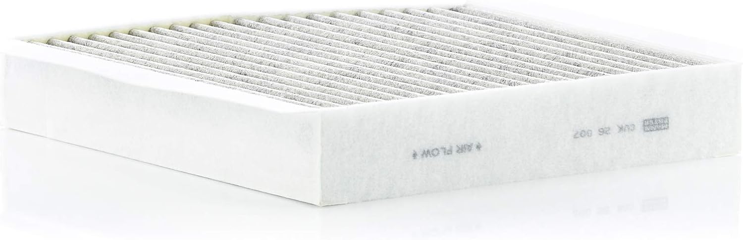 MANN-FILTER CUK 26 007 Cabin Air Filter - Pollen Filter with Activated Carbon - for Cars + Transporters, White, 24 x 25.4 x 4.3 cm