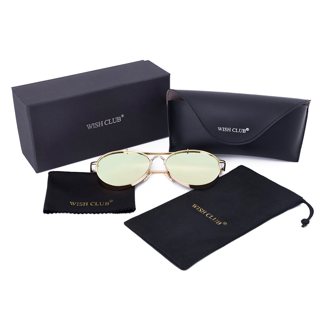 WISH CLUB Aviator Sunglasses for Women Men Round Polarized Fashion Unisex UV Retro Vintage Glasses(Pink)