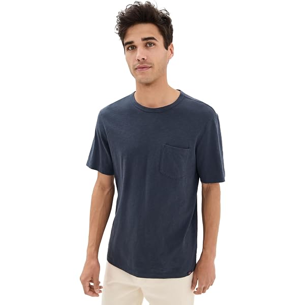 Faherty Men's Sunwashed Pocket Tee - Washed Black, Soft Garment-Dyed Cotton, Size Small