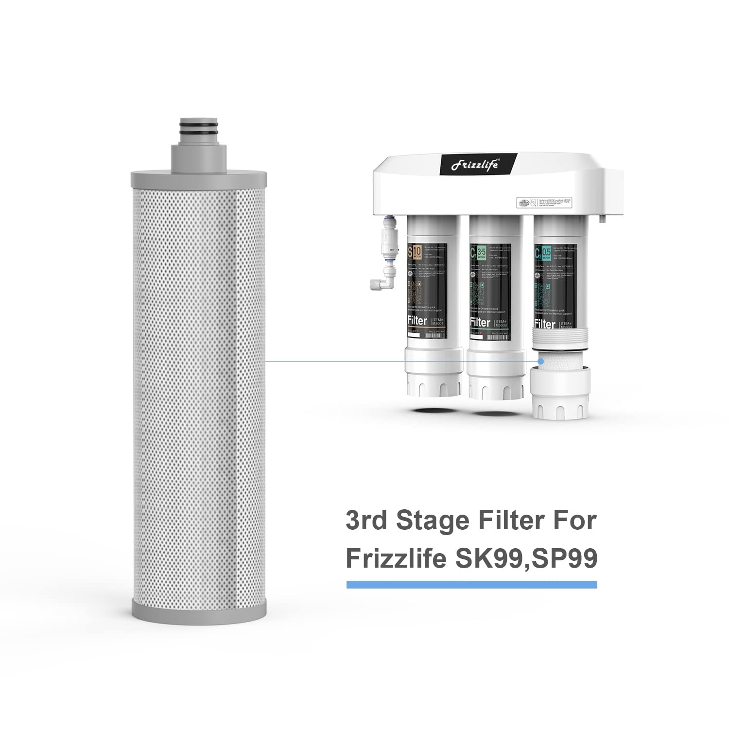 FRIZZLIFE M3003 Replacement Filter Cartridge (C2) - Carbon Block Filter Cartridge - 3rd Stage for SK99, SP99, SK99 New and SP99 New Water Filter System