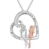 Jewlikee Sister Necklaces for Women Sister Necklace for 2 Sterling Silver Friendship Necklace Jewelry Bff Always My Sisters Forever My Friend Heart Pendant Gifts