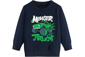 Tkria Boys Sweatshirt Monster Truck Train Toddler Sweater Cotton Long Sleeve Shirt Pullover 1-7T
