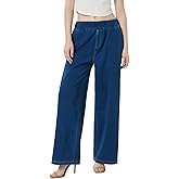 MolyPark Wide Leg Jeans Woman High Waisted Pull On Loose Baggy Jeans Stretchy Casual Trendy Elastic Waist Denim Pants