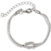 Matching Bracelets for Couples，Dainty Gold Love Knot Bracelet 14K Gold Plated Herringbone Chain Bracelet Relationship Jewelry Gifts for Best Friend