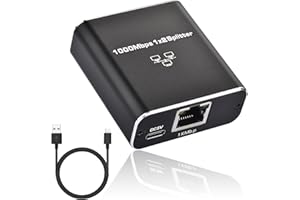 Amtake Ethernet Splitter 1 to 2 High Speed 1000Mbps，Gigabit Ethernet Splitter，LAN Splitter， RJ45 Internet Splitter Adapter fo