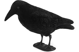 GUGULUZA Crow Decoys Full Body Plastic Crow Decoy for Hunting, Black Flocked Crow Decoy w/Feet Stake for Halloween Decor Yard Garden Decoration