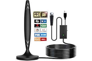 WEGUARD TV Antenna - HDTV Antenna Support 4K 1080P, 130+ Miles Range Digital Antenna for HDTV, VHF UHF Channels Antenna with Amplifier Signal Booster - 18 Ft Coaxial Cable