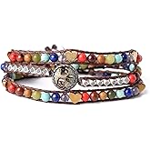 YGLINE Natural Stone Wrap Bracelet for Women Boho Bracelets Healing Crystal Beaded Bracelet Adjustable 3/5 Wraps Bracelet Handmade Birthday Gifts for Women