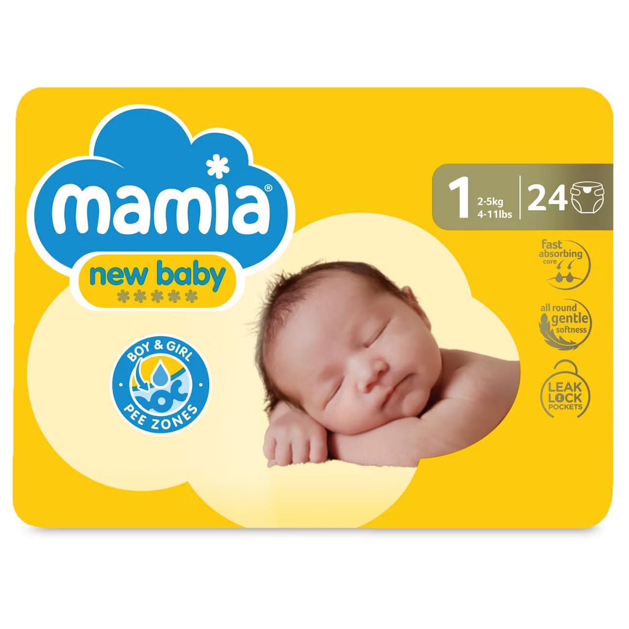 ALDI Mamia Newborn Nappies, Size 1, (24 Nappies) Ultra Dry Air System