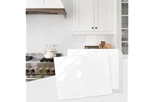 STICKGOO 10 Sheets Thicker Herringbone Peel and Stick Backsplash, 12.6”×9.7” Stick on Wall Tiles, Self Adhesive Tile Sticker for Kitchen Backsplash and Bathroom, Pure White