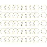 Shapenty Brass Hexagon Hollow Frame Pendant Charms Open Bezel Frames Linking Ring Connectors Beading Hoop Earrings for Necklace Bracelet Jewelry Making Resin Craft, 50PCS (KC Gold)