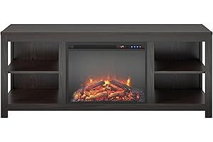 Ameriwood Home Melville Electric Fireplace Console Stand for TVs up to 74", Espresso