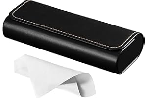 RayLove Glasses Case Hard Shell, Travel Sunglasses Case, Leather Hard Eyeglass Case for Women, Reading Glasses Case for Men