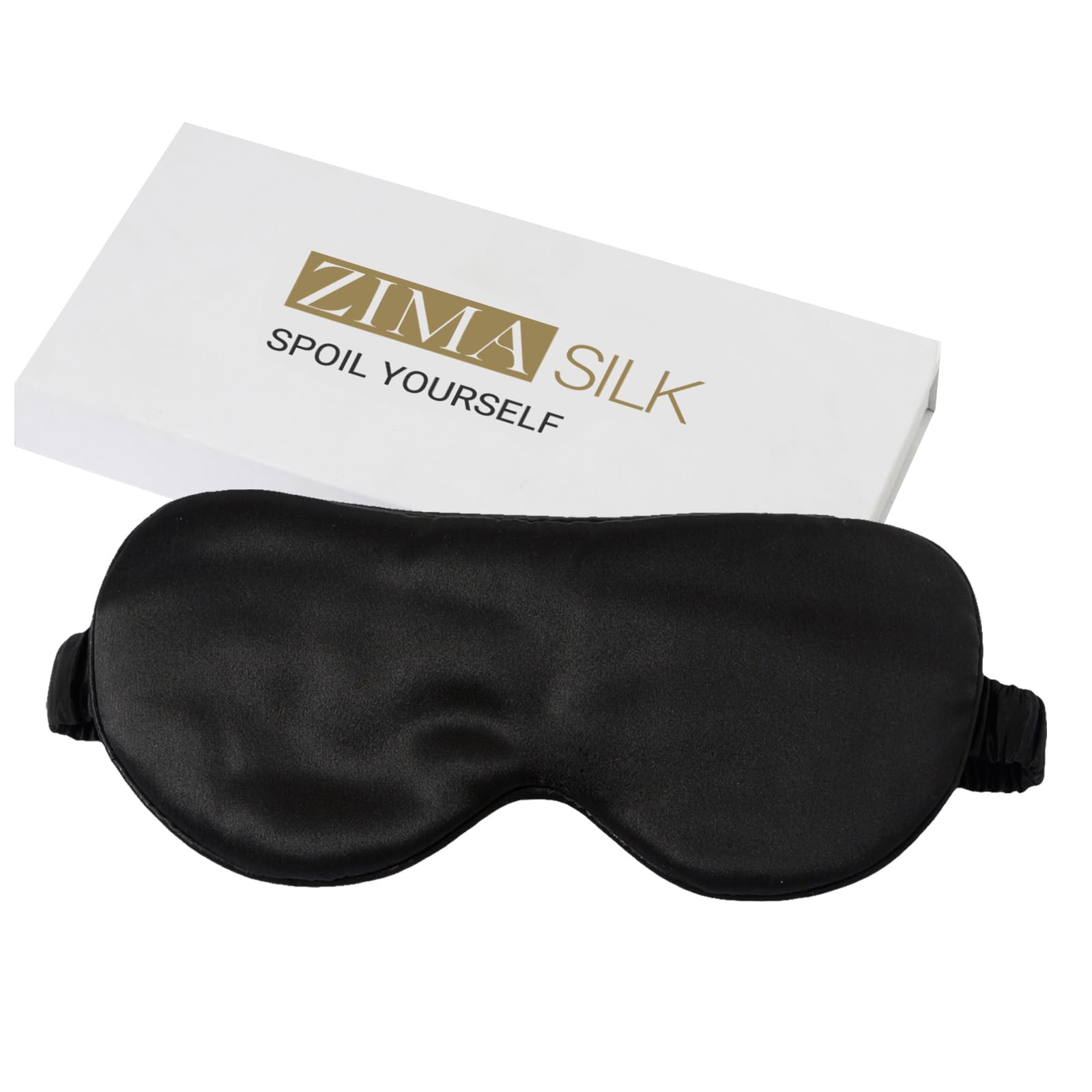 ZIMASILK 100% 22 Momme Pure Mulberry Silk Adjustable Sleep Mask, Filled with Pure Silk, Wrapping Strap- Super Soft, Breathable & Comfortable Blindfold, Perfect Blocks Light for Sleeping (Black)
