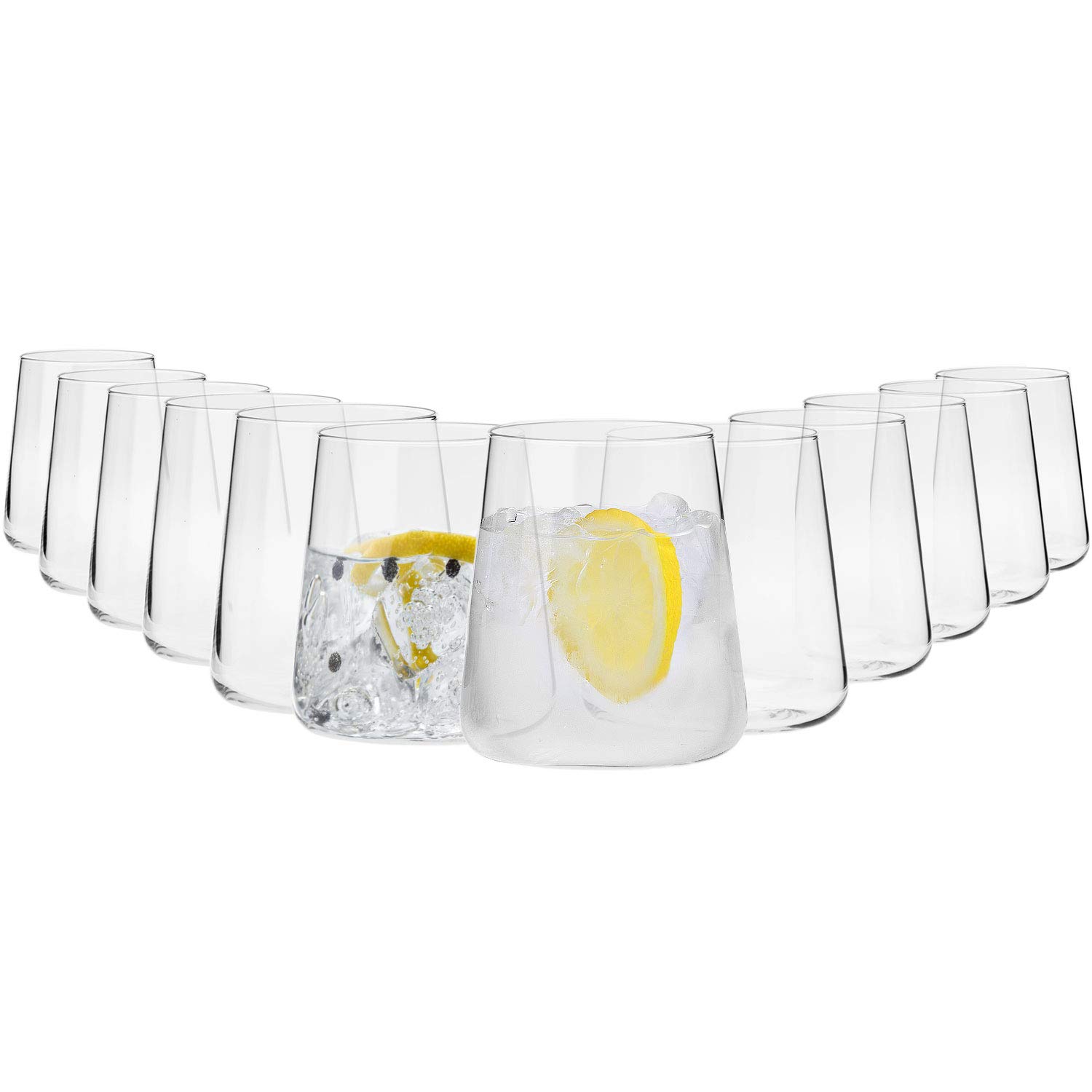 Krosno Water Juice Gin Tumbler Drinking Glasses | Set of 12 | 430 ML | Avant-Garde Collection | Durable Glass | Perfect for Home, Restaurants and Parties | Dishwasher Safe