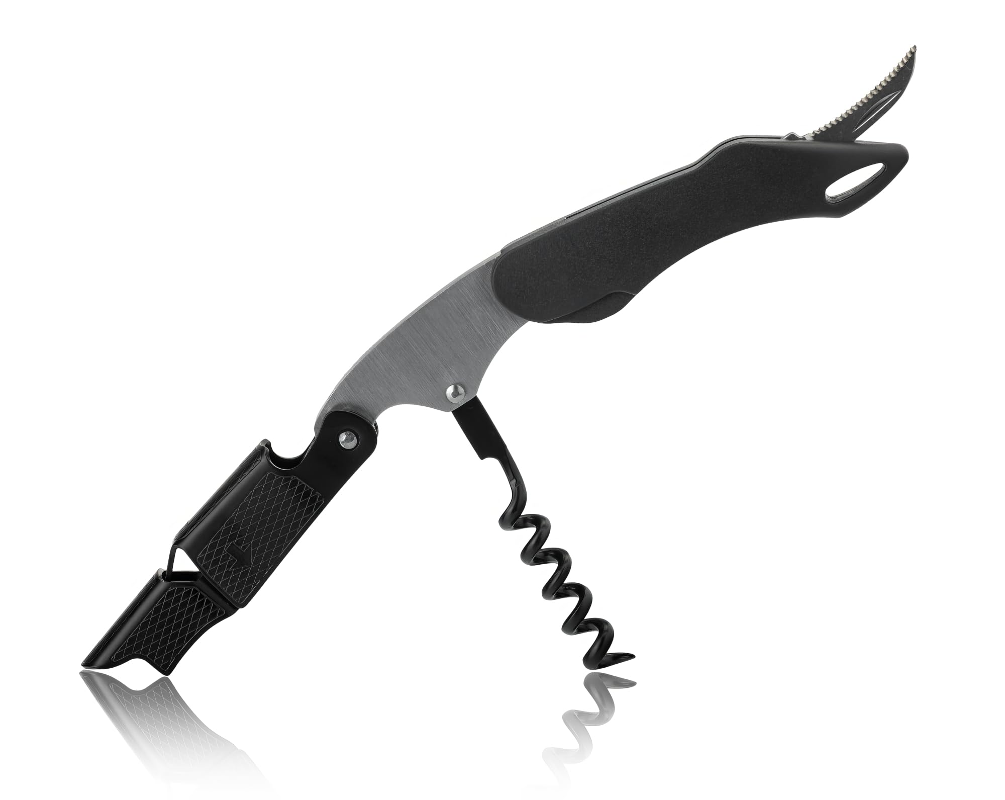 Qpractiko Stainless Steel Corkscrew | Two-Stage Waiter's Friend Wine Opener – Durable, Compact & Elegant Design for Home, Parties, Travel & Wine Enthusiasts