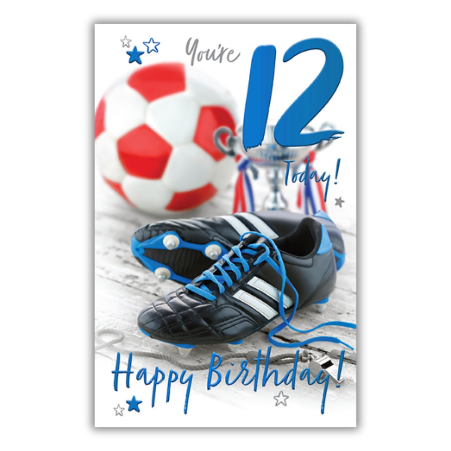 Words and Wishes 12th Birthday Card for A Boy Aged 12 Today - Football Crazy - 8.25 x 5.5 Inches