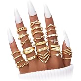 iF YOU 24 Pcs Gold Rings Set for Women, Chunky Stackable Knuckle Finger Midi Rings, Fashion Simple Stacking Cute Rings Pack T