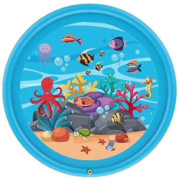 EDTara 67 Inches Kids Cartoon Pattern Lawn Play Water Game Mat Water-Filled Sprinkler