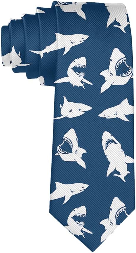 ImptoraFashion 3D Printed Shark Fierce Blue Mens Ties - Neckties Gift for Men, Boys, Teens