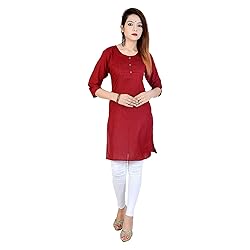 Chichi Indian Women's Plain Cotton Kurti Maroon