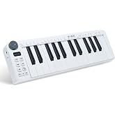 M-VAVE 25 Keys Mini Keyboard &ndash; Professional Beat Maker and Keytar for Keyboard Music Production Builtin Battery Wireless Connect White