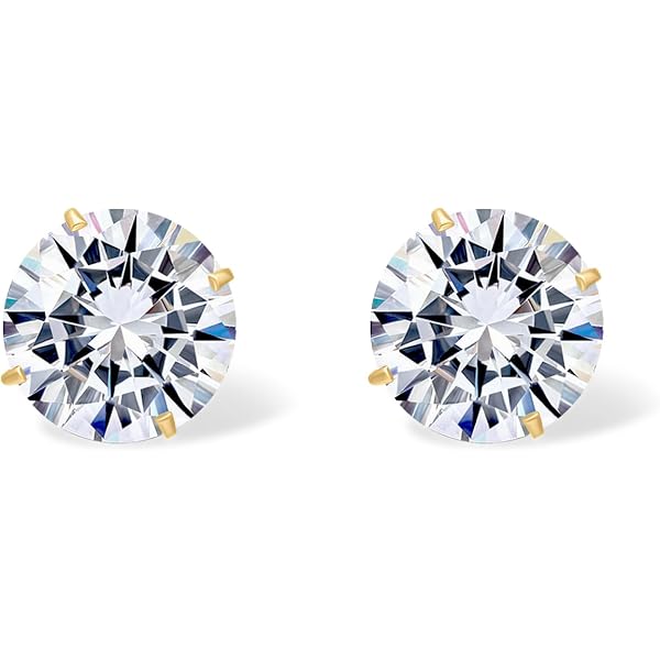 Boucles D'oreilles Diamant Solitaire - Or Jaune 14K Massif, Taille Princesse 1,55 Ct, Neuf