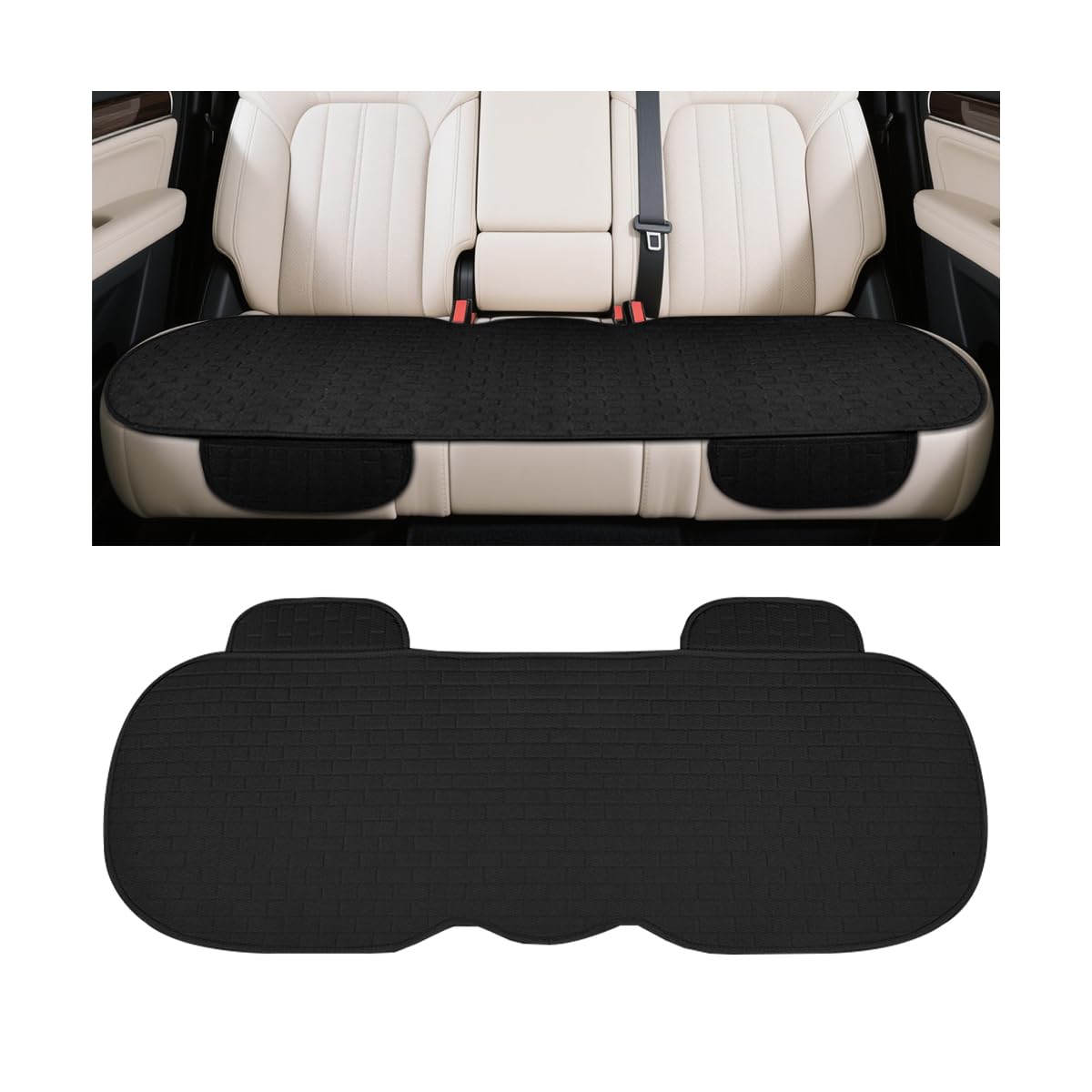 Photo 1 of Osilly Car Back Seat Cover, Anti-Slip Long Vehicle Rear Bench Protectors with Storage Pocket, Breathable Comfortable Auto Interior Seating Bottom Protection Accessories, Universal Fit (Black)