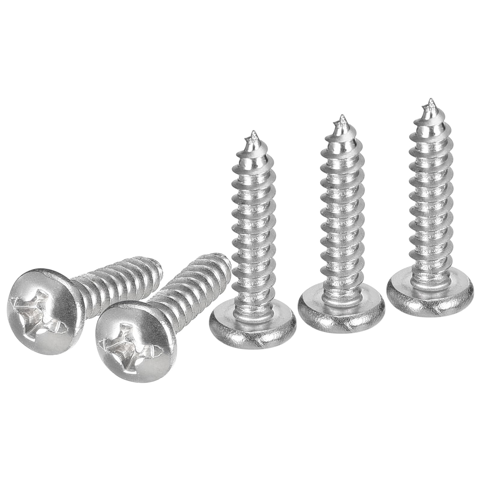 DTGN #6x5/8" Phillips Pan Head Self-tapping Screw - 100Pack - Bright Finish 304 Stainless Steel Sheet Metal Screws Wood Screws