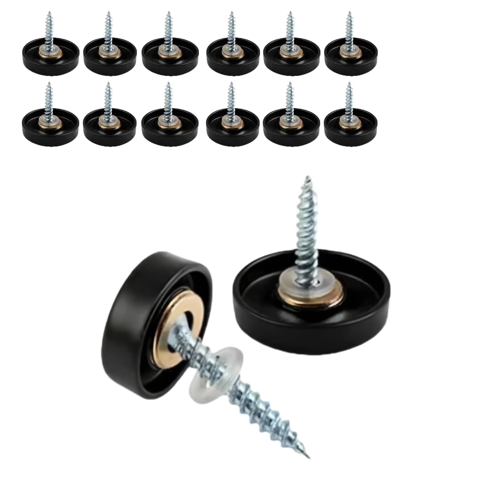 12PCS Mirror Screws Cap 16MM Stainless Steel Screw Cover Cap,Mirror Nails with Decorative Caps For Bath Plates,Tables,Wardrobes,Furniture,Black