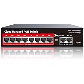 STEAMEMO PoE+ Switch, 8 Port Managed PoE Ethernet Switch(8 POE Ports +2 Uplink),120W Built-in Power, Support VLAN, QoS, Fanless Metal, Plug &amp; Play (Desktop/Wall Mount)