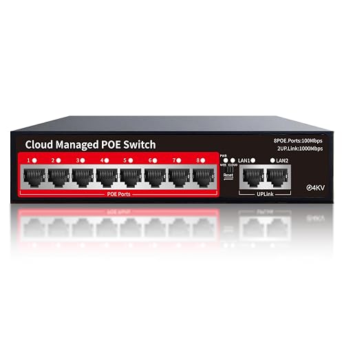 STEAMEMO PoE+ Switch, 8 Port Managed PoE Ethernet Switch(8 POE Ports +2 ...