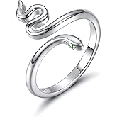 Mic Tai 925 Sterling Silver Snake Ring for Women Adjustable Thumb Jewelry Green Rings Gifts